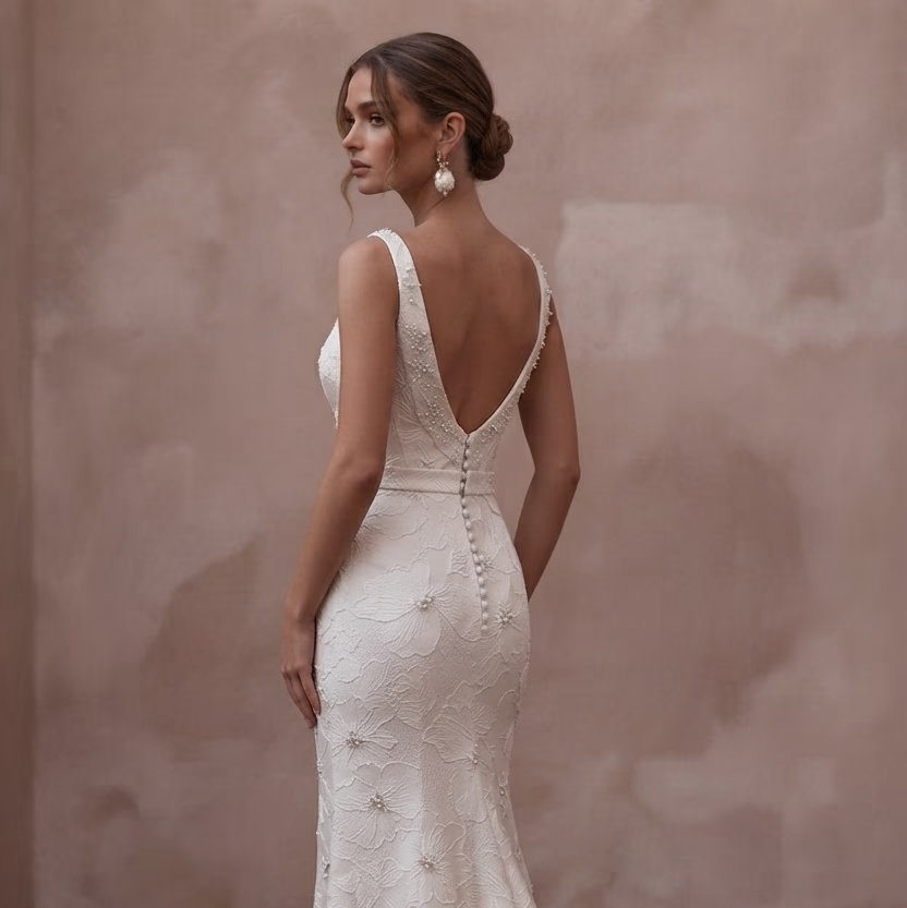 Jacquard Wedding Dresses with Modern Textured Designs - Apparel & Accessories > Clothing > Wedding & Bridal Party Dresses > Wedding Dresses - Mignonette