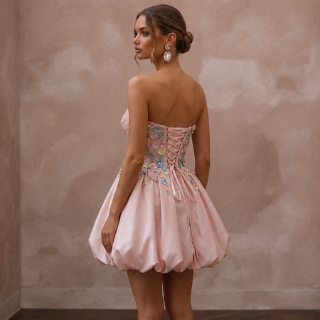 Joyful Blush Silk Taffeta Bubble Mini for Surprise Reception