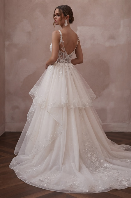 Layered Tulle Wedding Dresses with Princess Charm - Apparel & Accessories > Clothing > Wedding & Bridal Party Dresses > Wedding Dresses - Mignonette
