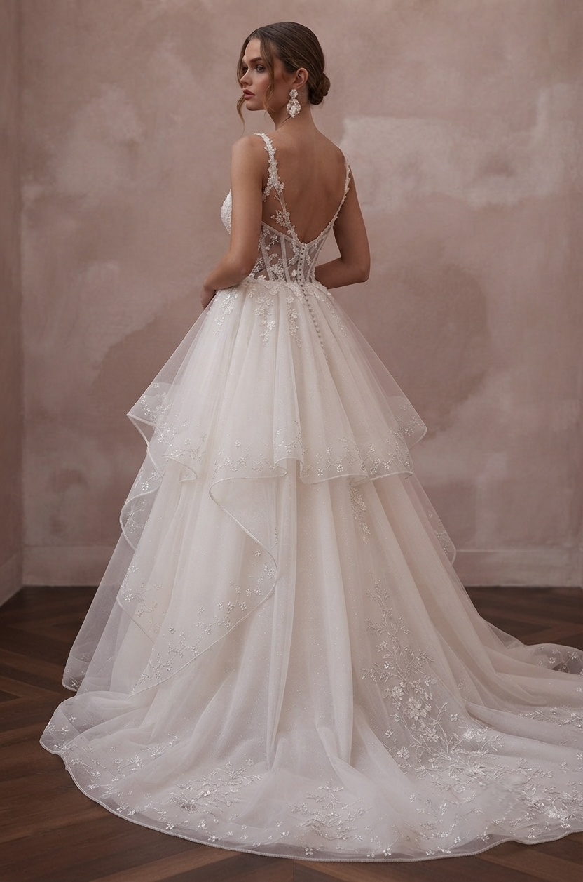 Layered Tulle Wedding Dresses with Princess Charm Secondary image