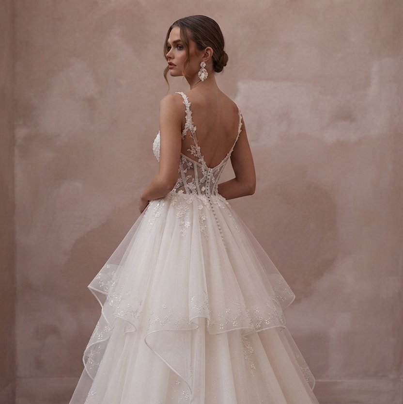 Layered Tulle Wedding Dresses with Princess Charm