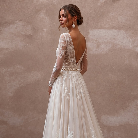 Lightweight A - Line Wedding Dress for a Destination Beach Ceremony - Apparel & Accessories > Clothing > Wedding & Bridal Party Dresses > Wedding Dresses - Mignonette Bridal