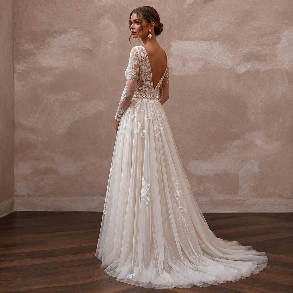 Lightweight A - Line Wedding Dress for a Destination Beach Ceremony - Apparel & Accessories > Clothing > Wedding & Bridal Party Dresses > Wedding Dresses - Mignonette Bridal