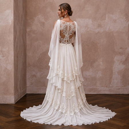 Lightweight Chiffon Wedding Dresses with Graceful Movement - Apparel & Accessories > Clothing > Wedding & Bridal Party Dresses > Wedding Dresses - Mignonette Bridal