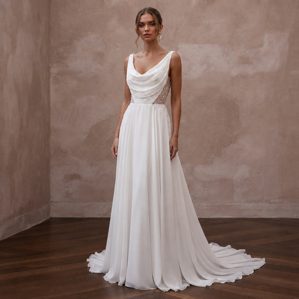 Lightweight Georgette Wedding Dresses with Graceful Flow - Apparel & Accessories > Clothing > Wedding & Bridal Party Dresses > Wedding Dresses - Mignonette