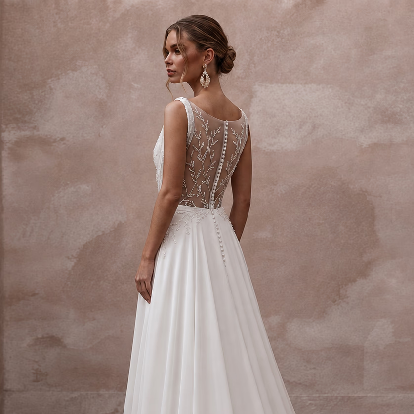 Lightweight Georgette Wedding Dresses with Graceful Flow - Apparel & Accessories > Clothing > Wedding & Bridal Party Dresses > Wedding Dresses - Mignonette