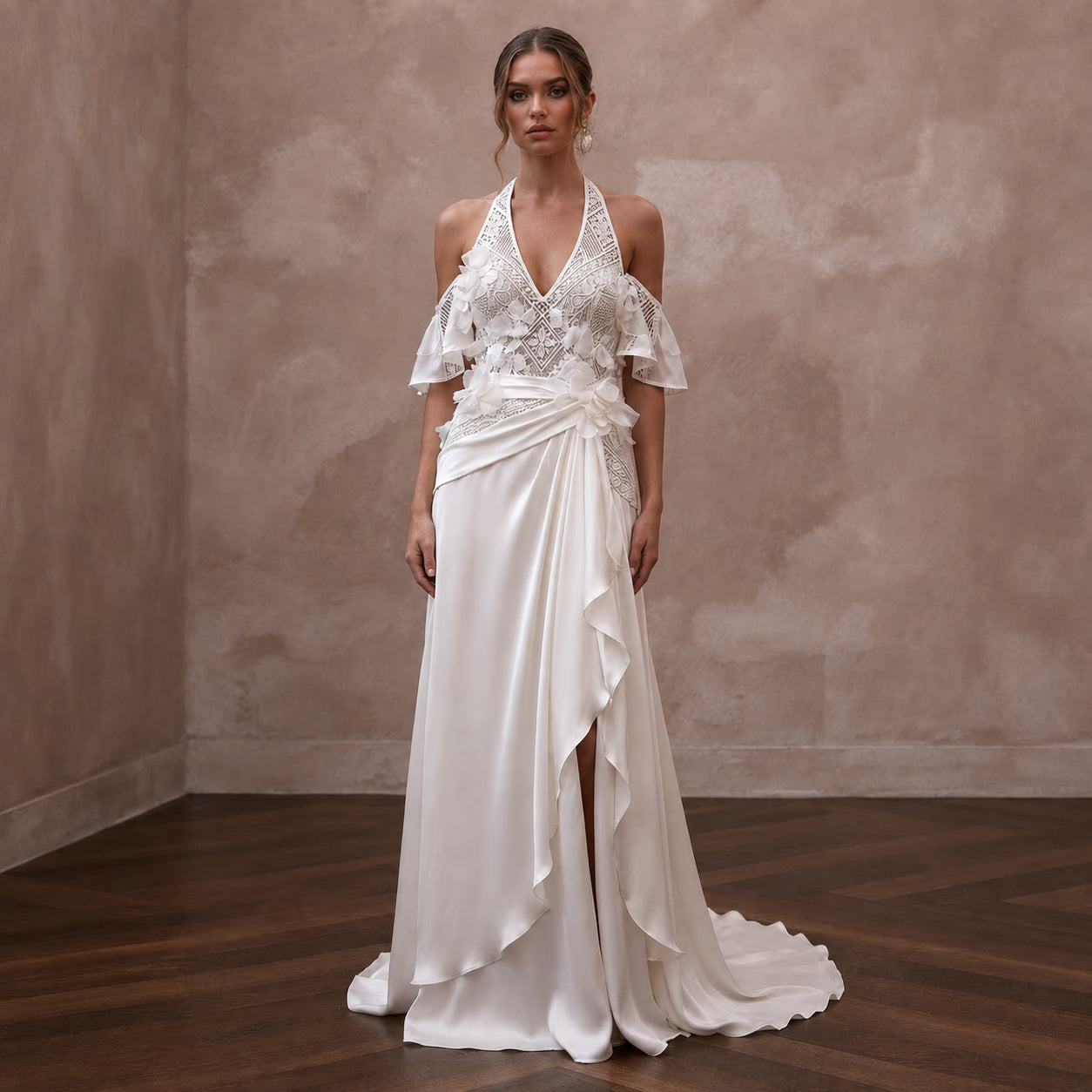 Lightweight Satin Wedding Dress for a Destination Ceremony - Apparel & Accessories > Clothing > Wedding & Bridal Party Dresses > Wedding Dresses - Mignonette Bridal
