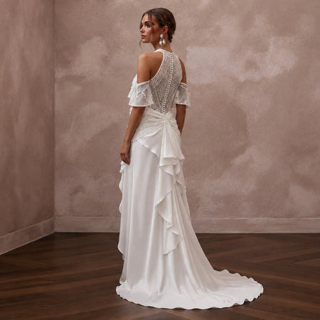 Lightweight Satin Wedding Dress for a Destination Ceremony - Apparel & Accessories > Clothing > Wedding & Bridal Party Dresses > Wedding Dresses - Mignonette Bridal