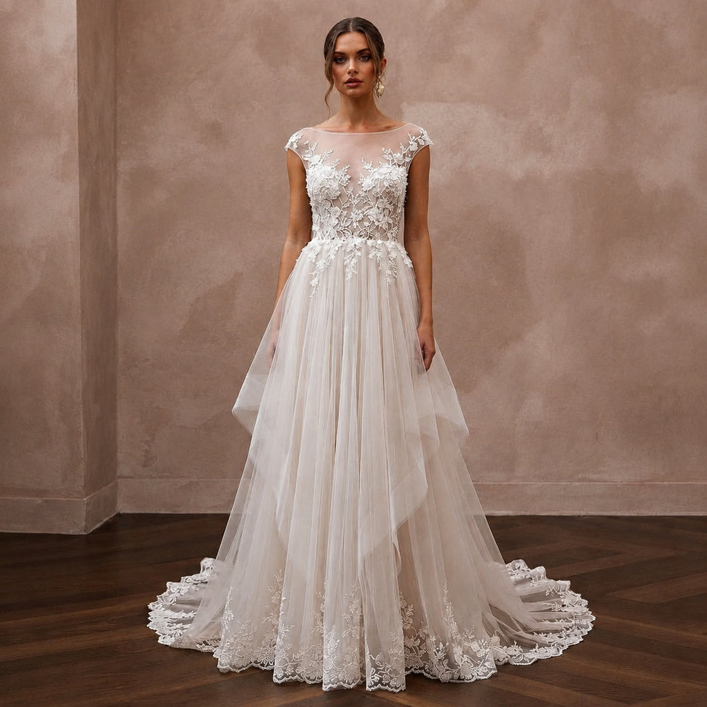 Lightweight Tulle Wedding Dress for a Spring Wedding