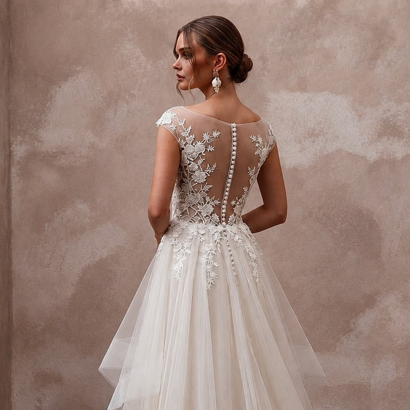 Lightweight Tulle Wedding Dress for a Spring Wedding