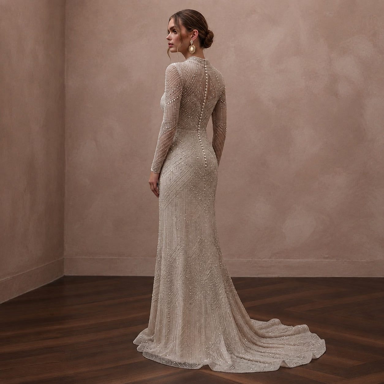 Long Sleeve Beaded Bridal Gown for a New Year's Wedding Secondary image