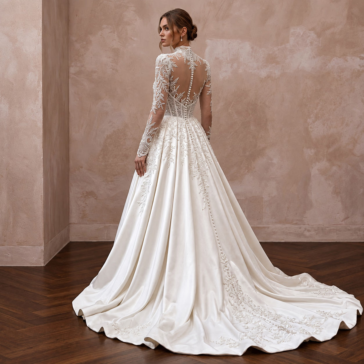 Long Sleeve Bridal Gown for a Christmas Church Wedding Secondary image