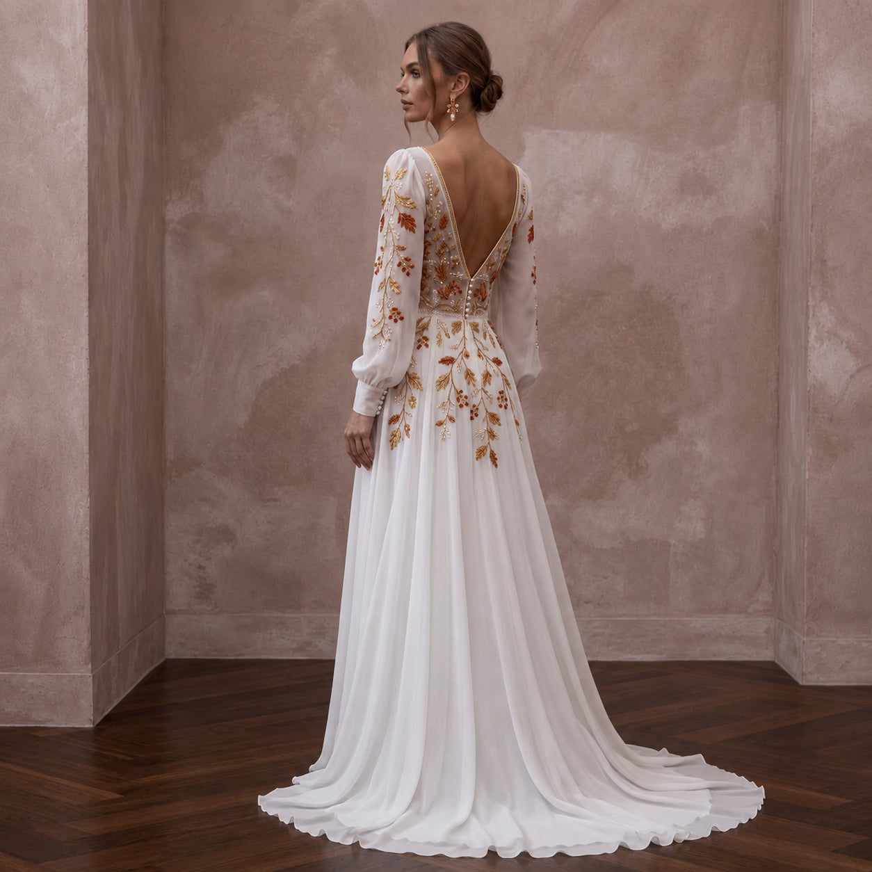 Long Sleeve Chiffon Wedding Dress for an Autumn Elopement Secondary image