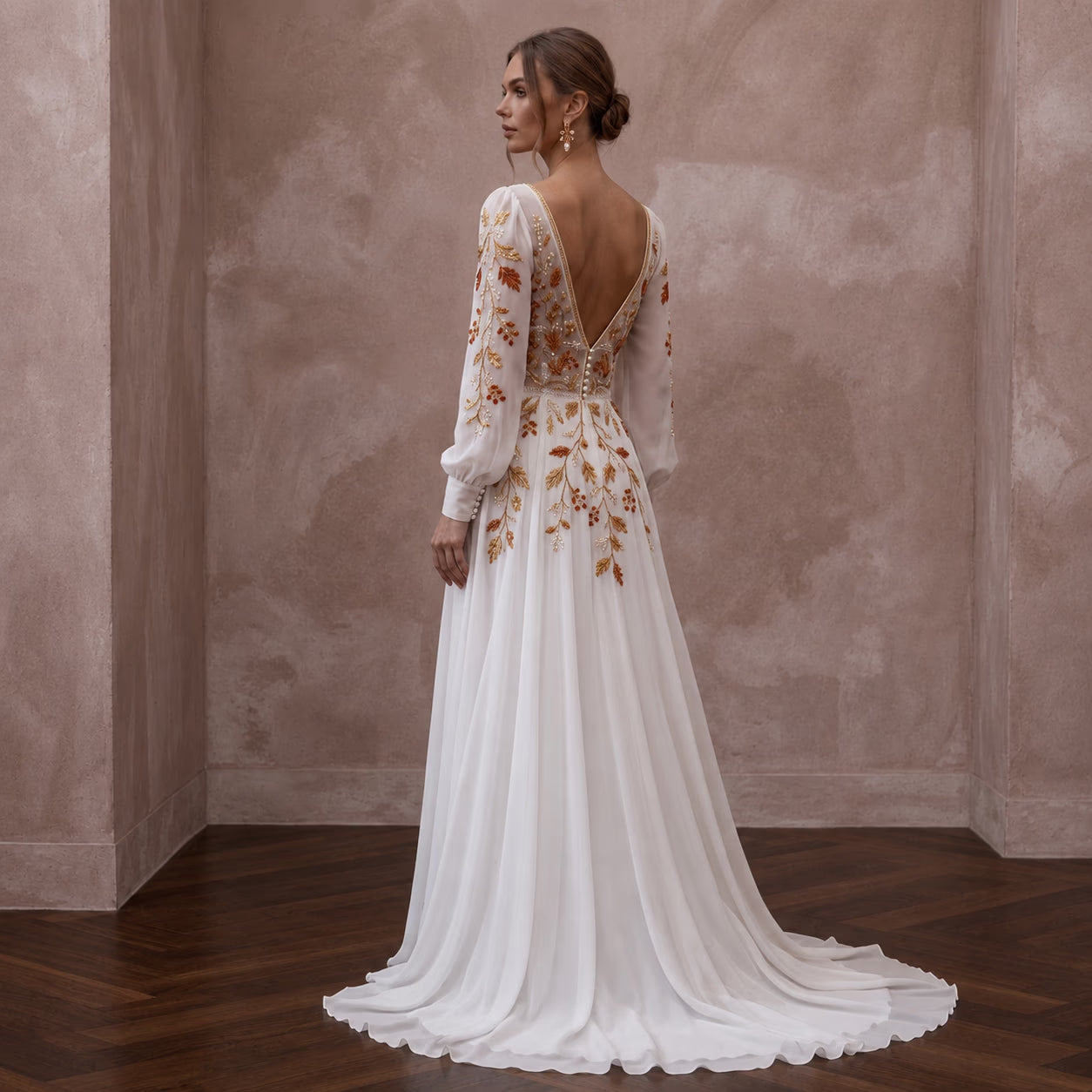 long sleeve white chiffon dress Wedding for an Autumn Elopement – Mignonette Bridal The flowing fabric moves Halter Maxi Dresses for Women Colour:Light Green Satin Fitted Long Halter