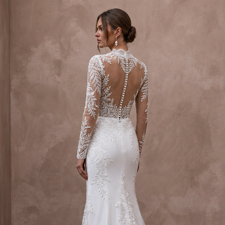 Long Sleeve Lace Bridal Gown for a Traditional Wedding - Apparel & Accessories > Clothing > Wedding & Bridal Party Dresses > Wedding Dresses - Mignonette Bridal