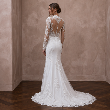 Long Sleeve Lace Bridal Gown for a Traditional Wedding - Apparel & Accessories > Clothing > Wedding & Bridal Party Dresses > Wedding Dresses - Mignonette Bridal