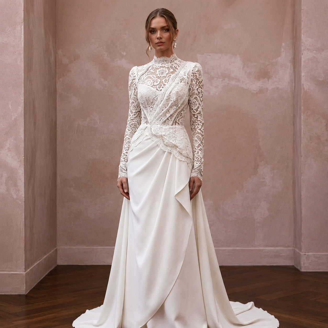 Long Sleeve Lace Dress for a City Hall Wedding - Apparel & Accessories > Clothing > Wedding & Bridal Party Dresses > Wedding Dresses - Mignonette Bridal