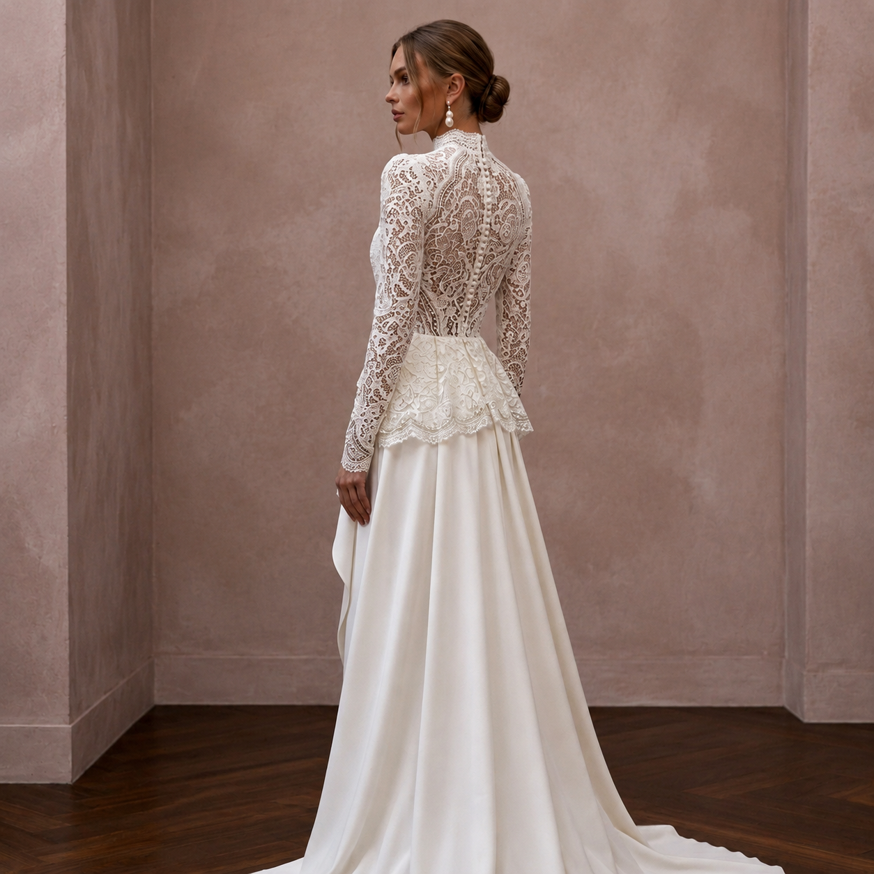 Long Sleeve Lace Dress for a City Hall Wedding - Apparel & Accessories > Clothing > Wedding & Bridal Party Dresses > Wedding Dresses - Mignonette Bridal