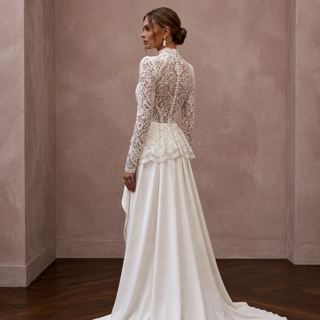 Long Sleeve Lace Dress for a City Hall Wedding - Apparel & Accessories > Clothing > Wedding & Bridal Party Dresses > Wedding Dresses - Mignonette Bridal