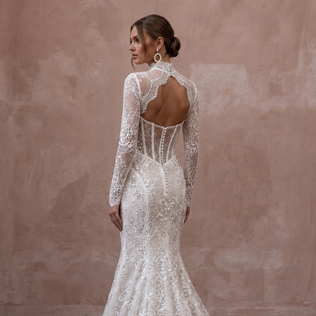 Long Sleeve Lace Mermaid Wedding Gown - Apparel & Accessories > Clothing > Wedding & Bridal Party Dresses > Wedding Dresses - Mignonette Bridal