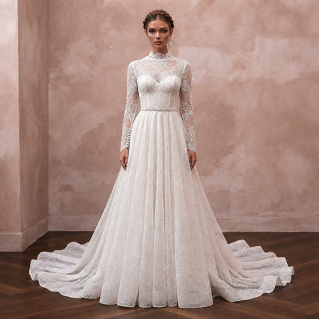 Long Sleeve Lace Wedding Dress for a Winter Wedding