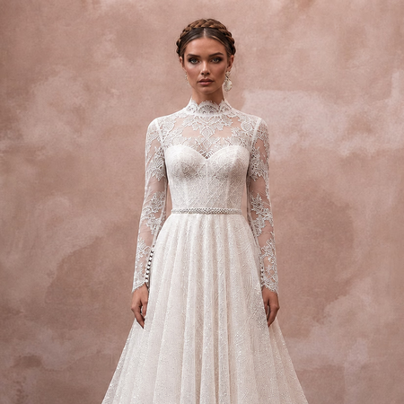Long Sleeve Lace Wedding Dress for a Winter Wedding