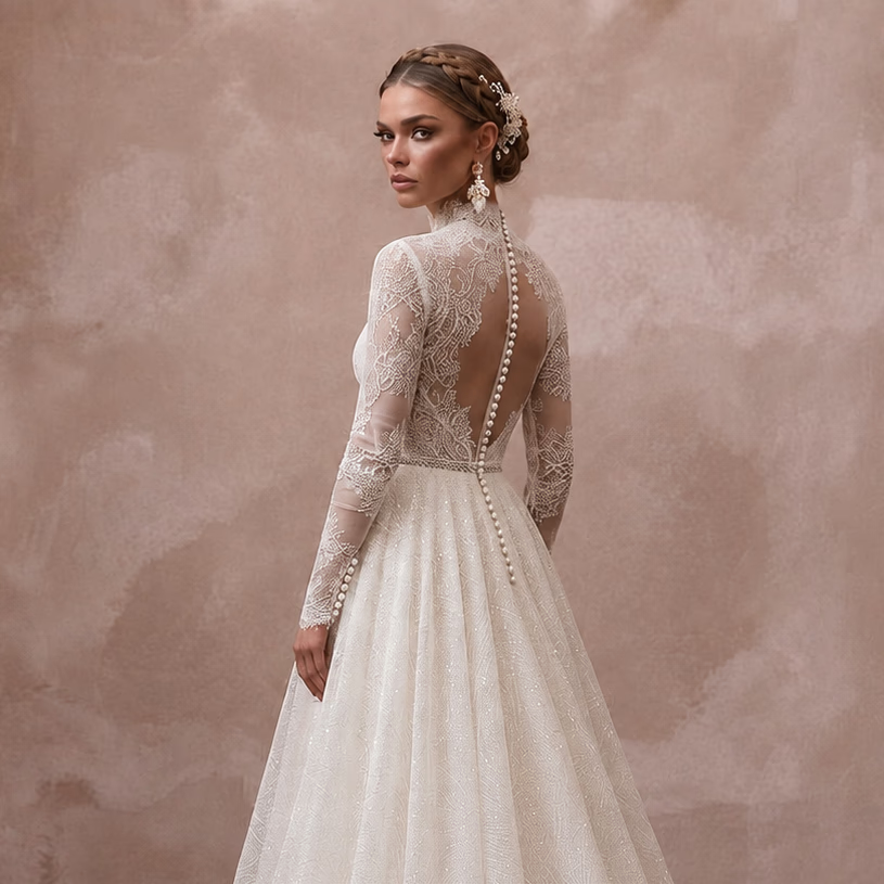Long Sleeve Lace Wedding Dress for a Winter Wedding