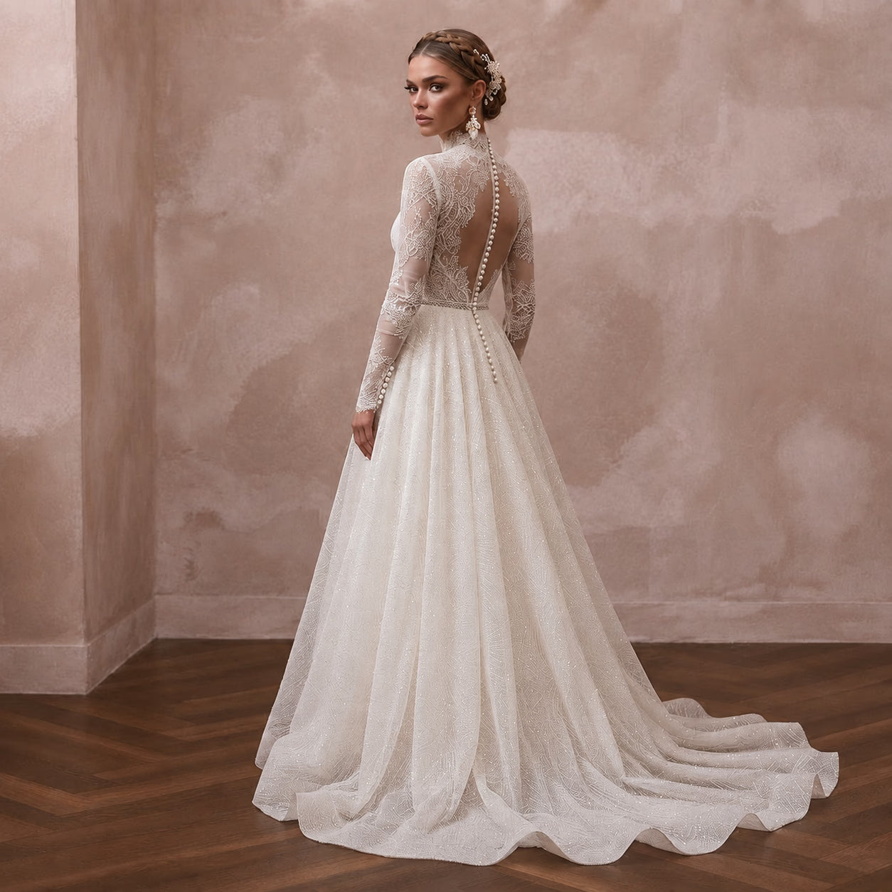 Long Sleeve Lace Wedding Dress for a Winter Wedding