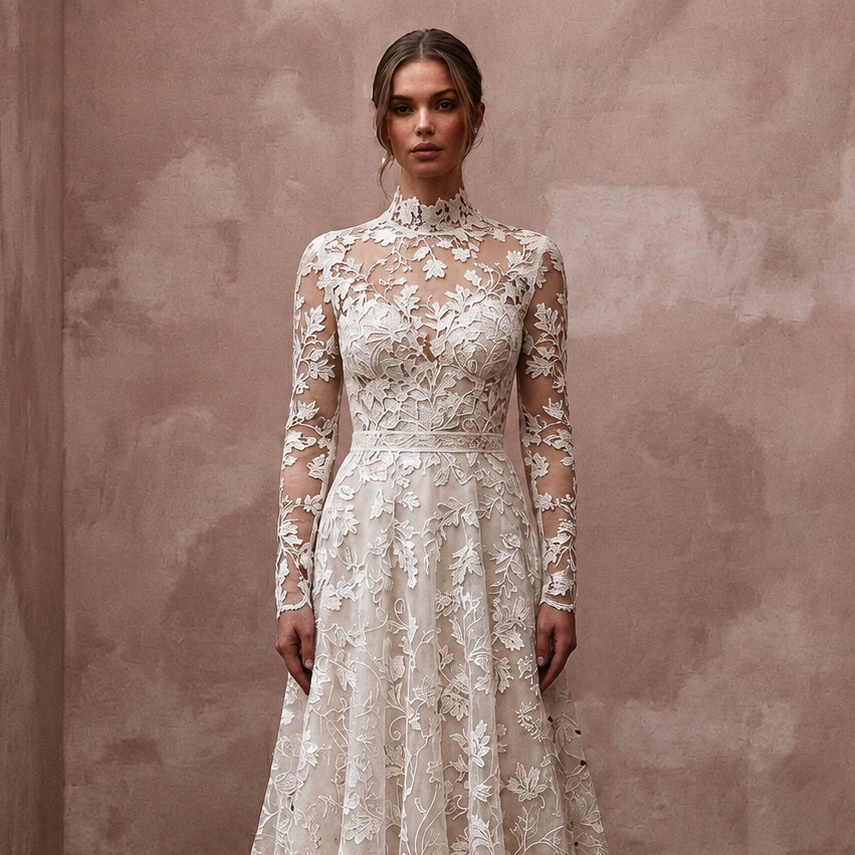 Long Sleeve Lace Wedding Dress for an Autumn Wedding