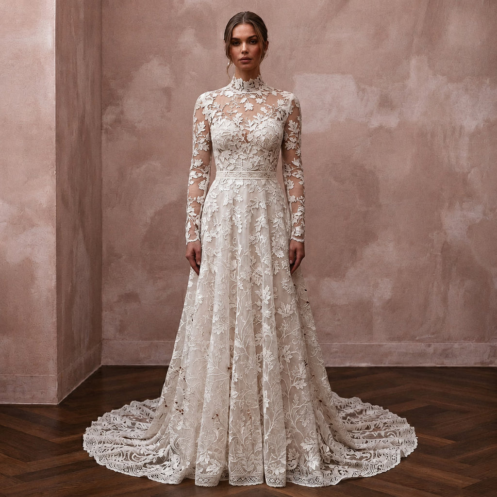 Long Sleeve Lace Wedding Dress for an Autumn Wedding