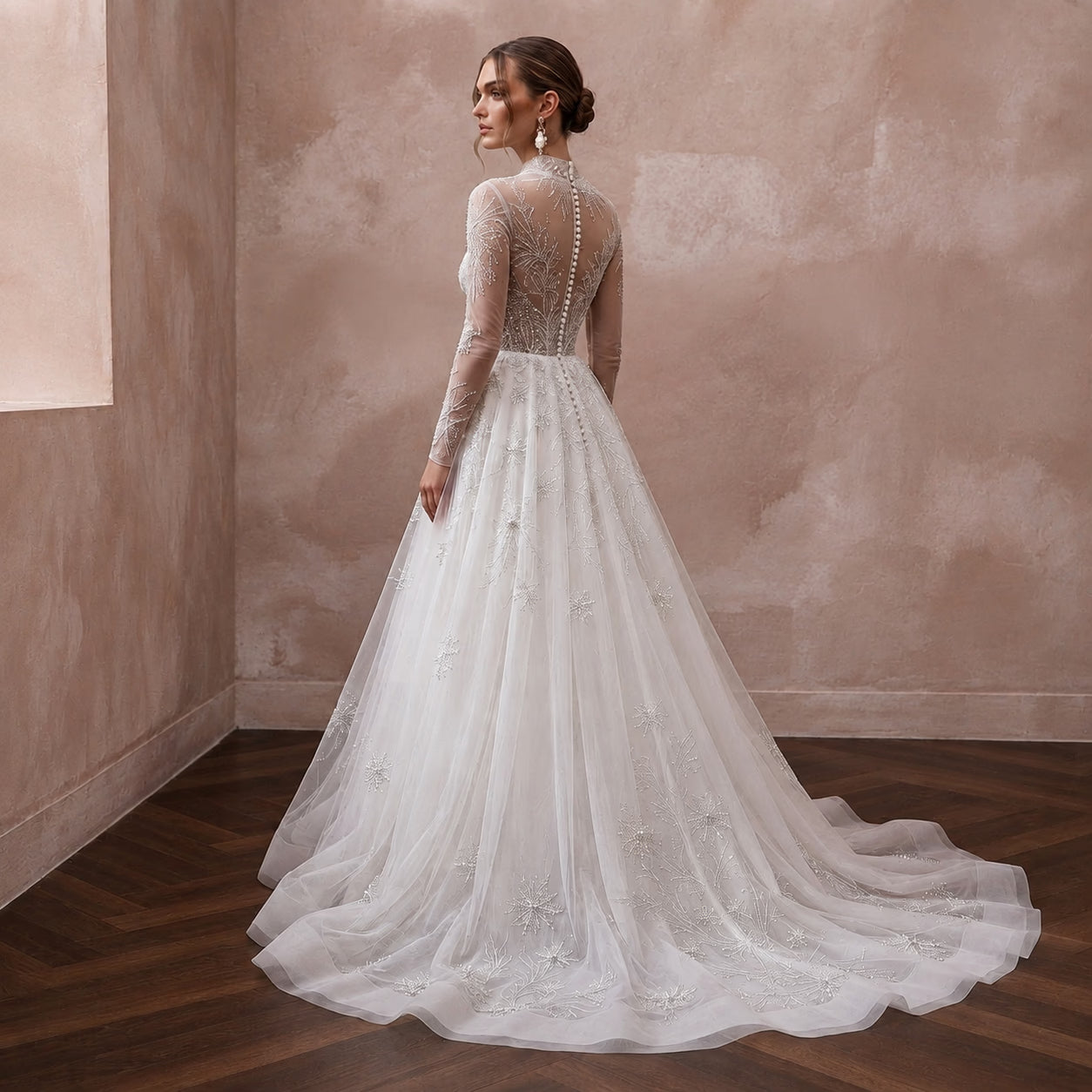 Long Sleeve Tulle Bridal Dress for a Snowy Wedding Secondary image