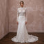 Long Sleeve Wedding Dresses with Pearl Button Cuffs - Apparel & Accessories > Clothing > Wedding & Bridal Party Dresses > Wedding Dresses - Mignonette Bridal