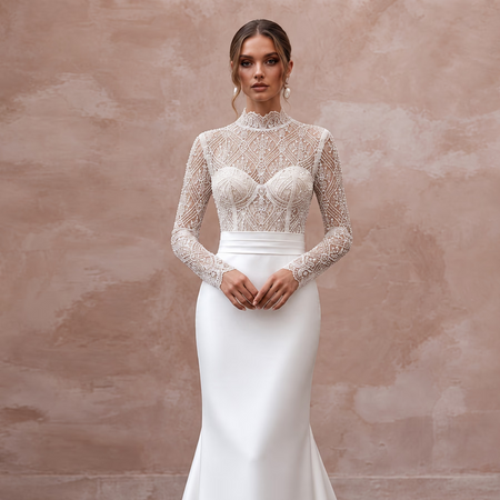 Luminous Diamond White Silk Faille Bridal Gown for Anniversary Party