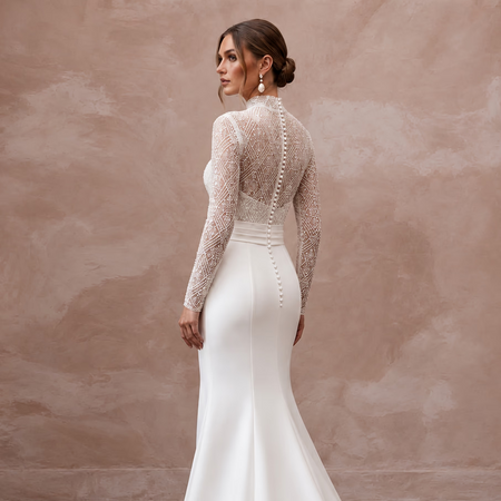 Luminous Diamond White Silk Faille Bridal Gown for Anniversary Party