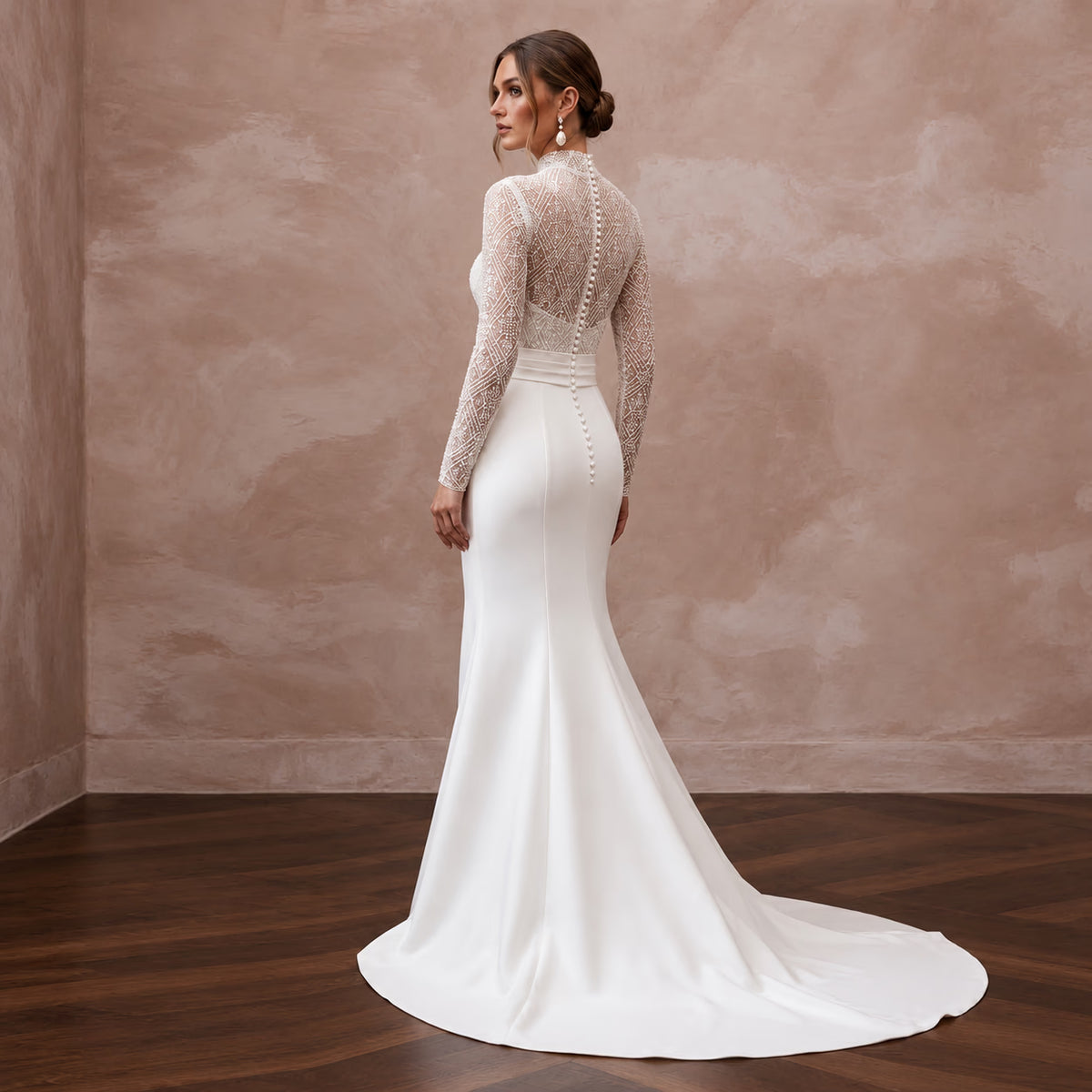 Luminous Diamond White Silk Faille Bridal Gown for Anniversary Party