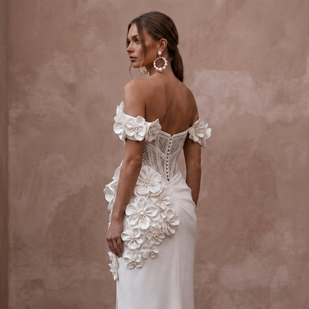 Luminous Diamond White Silk Faille Gown for Anniversary Party