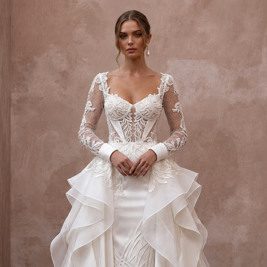 Luxury Bridal Gowns in Silk, Satin, Lace, Organza, Crepe, and Tulle - Apparel & Accessories > Clothing > Wedding & Bridal Party Dresses > Wedding Dresses - Mignonette Bridal