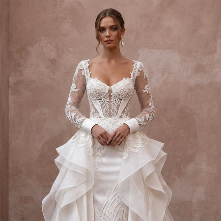 Luxury Bridal Gowns in Silk, Satin, Lace, Organza, Crepe, and Tulle