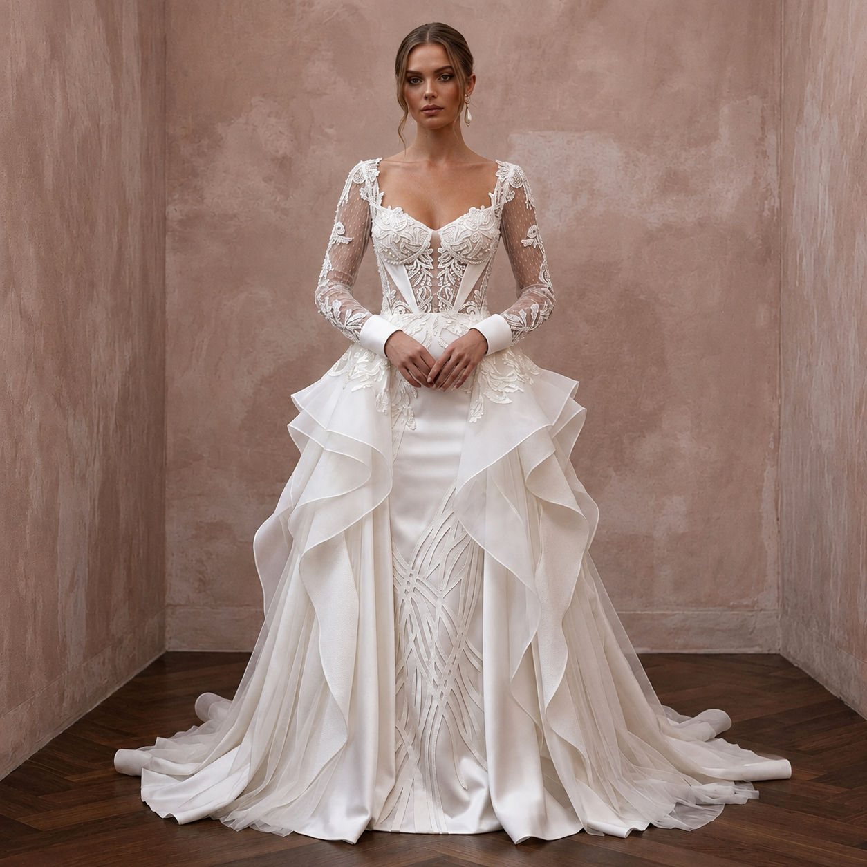 Luxury Bridal Gowns in Silk, Satin, Lace, Organza, Crepe, and Tulle