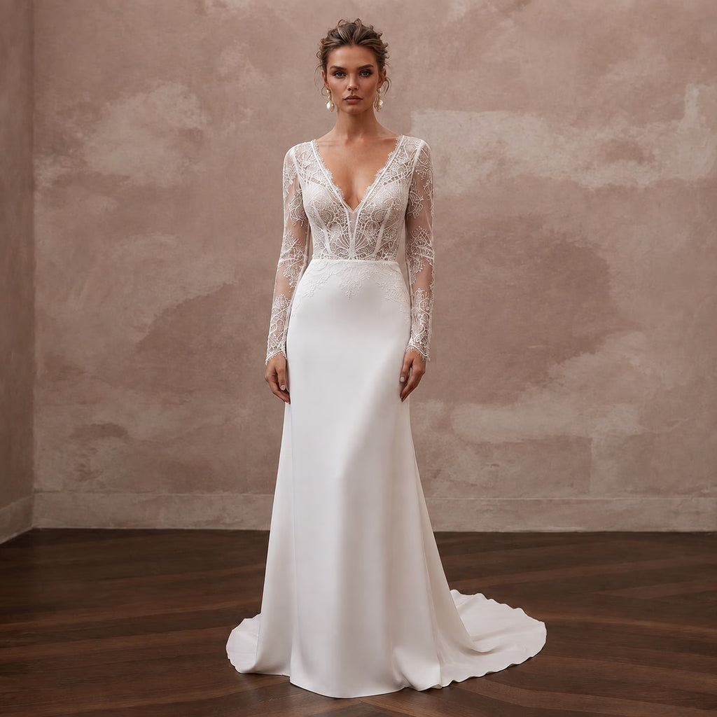 Luxury Bridal Gowns with French Lace Elegance - Apparel & Accessories > Clothing > Wedding & Bridal Party Dresses > Wedding Dresses - Mignonette Bridal