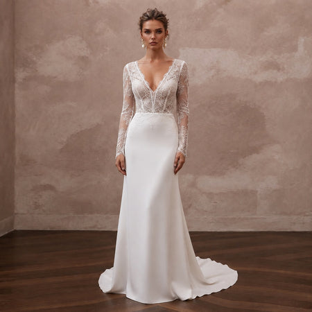 Luxury Bridal Gowns with French Lace Elegance - Apparel & Accessories > Clothing > Wedding & Bridal Party Dresses > Wedding Dresses - Mignonette Bridal