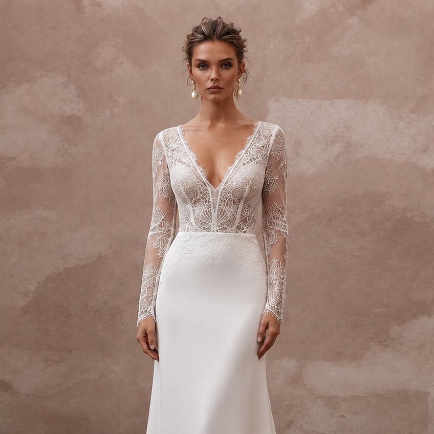 Luxury Bridal Gowns with French Lace Elegance - Apparel & Accessories > Clothing > Wedding & Bridal Party Dresses > Wedding Dresses - Mignonette Bridal