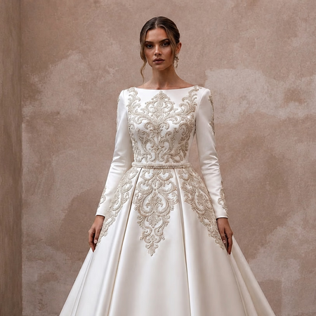 Luxury Duchess Satin Wedding Dresses with Royal Elegance - Apparel & Accessories > Clothing > Wedding & Bridal Party Dresses > Wedding Dresses - Mignonette Bridal