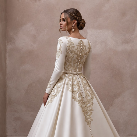 Luxury Duchess Satin Wedding Dresses with Royal Elegance - Apparel & Accessories > Clothing > Wedding & Bridal Party Dresses > Wedding Dresses - Mignonette Bridal