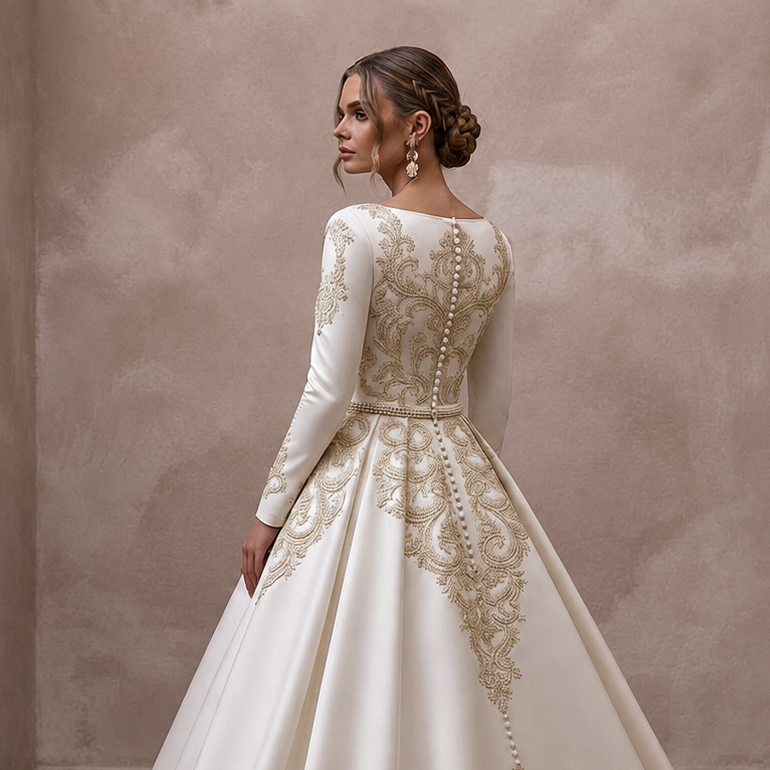 Luxury Duchess Satin Wedding Dresses with Royal Elegance