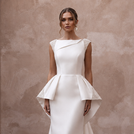 Luxury Silk Gazar Wedding Dresses with Structured Elegance