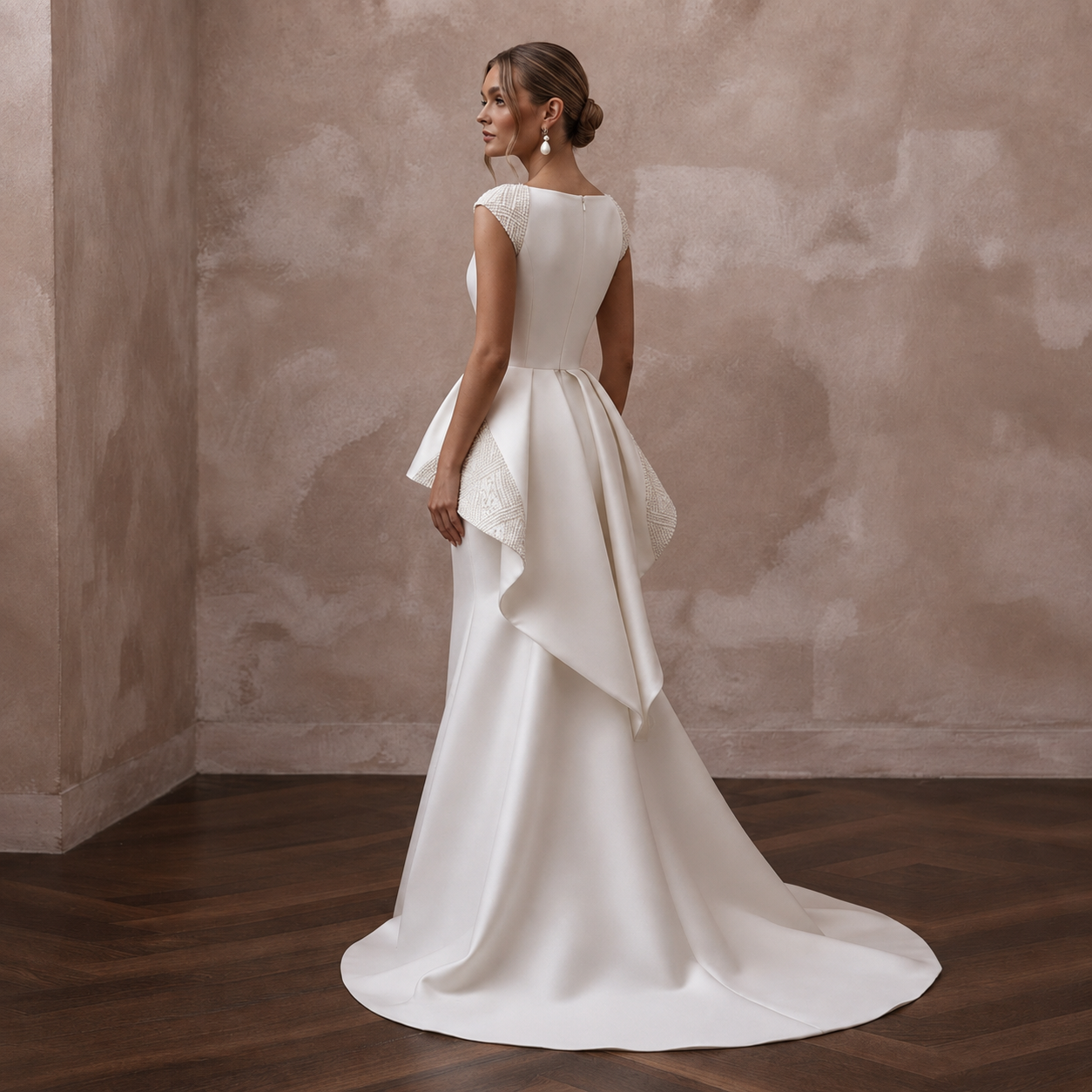 Luxury Silk Gazar Wedding Dresses with Structured Elegance