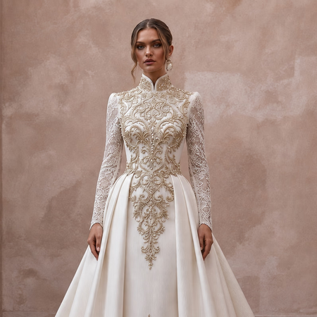 Luxury Silk Ottoman Wedding Dresses with Regal Elegance - Apparel & Accessories > Clothing > Wedding & Bridal Party Dresses > Wedding Dresses - Mignonette Bridal