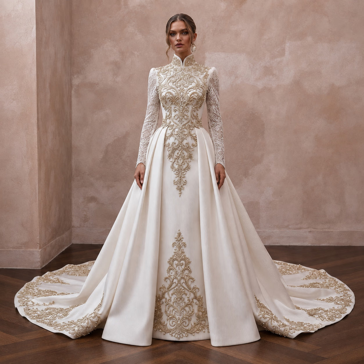 Luxury Silk Ottoman Wedding Dresses with Regal Elegance - Apparel & Accessories > Clothing > Wedding & Bridal Party Dresses > Wedding Dresses - Mignonette Bridal