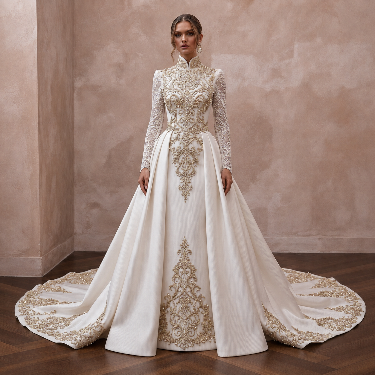 Luxury Silk Ottoman Wedding Dresses with Regal Elegance